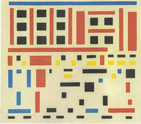 Bart van der Leck, <em>Composició 1917 núm. 4 (sortida de la fàbrica</em>), 1917, oli sobre tela”/</p>
<p class=